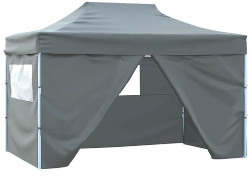 Tenda da festa professionale pieghevole 3 x 4 m con 4 pareti laterali e finestre, telaio in acciaio antracite, tetto Oxford 600D resistente ai raggi UV e all'acqua, per eventi all'aperto