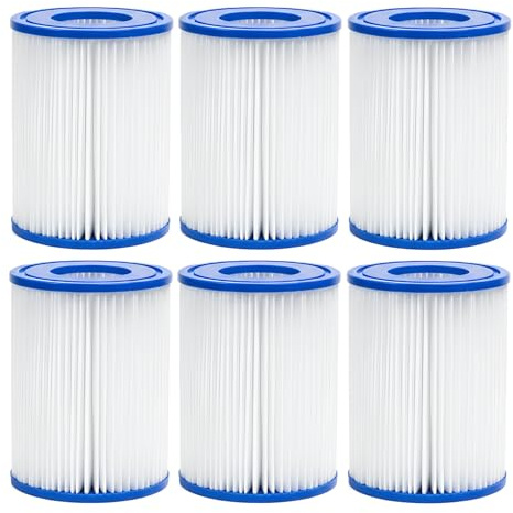 AquaHouse AH-PT2 - Cartuccia filtro tipo II/misura 2, compatibile con pompa per piscina Bestway Flowclear BW58094 530Gal e 800Gal (confezione da 6)