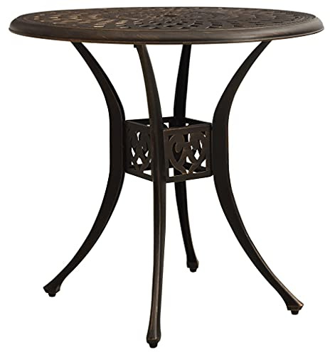 MinoLiving Gartentisch Bronzen Aluminiumguss 78x78x72 cm Esstisch für Terrasse Balkon Garten Veranda mit Schirmloch für Familie, Camping, Outdoor, Picknick, Kaffee und Getränke