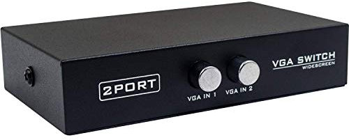 Duttek Commutateur VGA 2 Ports - Switch Convertisseur Adaptateur 2 en 1 Sortie - Commutateur Vidéo à Deux Voies pour PC, Moniteur, Projecteur et TV