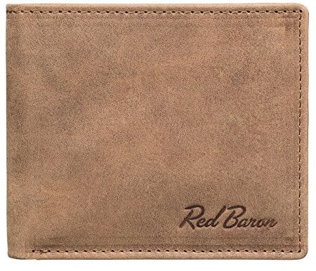 Red Baron Portemonnaie Geldbörse Herren Braun Used Look Echt Leder RB-WT-007-05