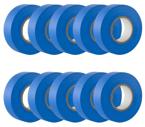 GTSE Blue Electrical Tape, 19mm x 20m, 10 Rolls of Strong Self-Adhesive PVC Insulation Tape for Insulating, Repairing and Protecting Electrical Wires