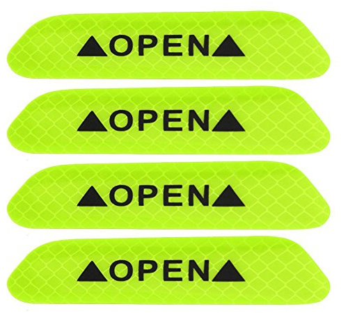 4PCS Car Door Open Reflective Sticker,KIMISS 3.7in Self-Adhesive Reflective Car Door Stickers PET Safety Night Reflection Car Door Open Sticker Visible Distance About 300 Meters(Fluorescent Green)