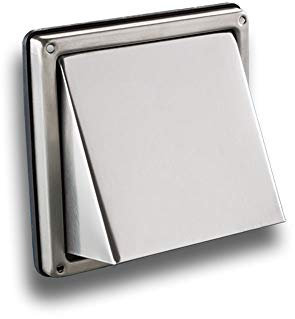 Rejilla de ventilación de acero inoxidable con válvula antirretorno tamaño 150 x 180 mm
