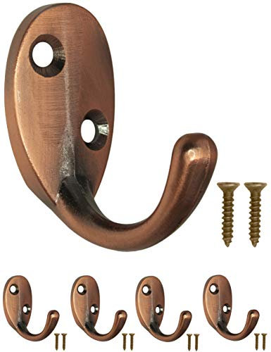 Fuxxer® 4x Garderoben-Haken, Kupfer-Design, Wandmontage, Eisen, Kupfer