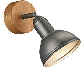 Trio Leuchten Wandleuchte Delhi 803400167, Metall Nickel matt antik, Base Holz, exkl. 1x E14, Wandspot 1-flammig