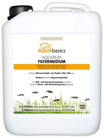 AQUAbasics Aquarium Filtermedium ist der Wasseraufbereiter für kristallklares und natürlich gesundes Aquariumwasser - Entfernt ganz ohne Chemie Mulm und Schlamm, Größe:2.5 Liter