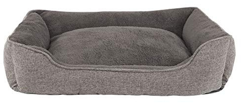 lionto Hundekissen meliert mit abnehmbarem Bezug, kuscheliges Heimtierbett mit komfortablem Einstieg für Hunde und Katzen, 110x80 cm, weiches Hundebett mit rutschfestem Boden, grau
