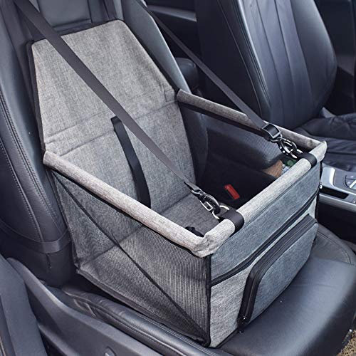 GUOYI Neu Wasserdicht Atmungsaktiv Haustier Auto Matte - Sicherheit Booster Waschbar Mattiertes Oxford Tuch Tragetasche (Grau Mit Schwarzer Aschetasche)