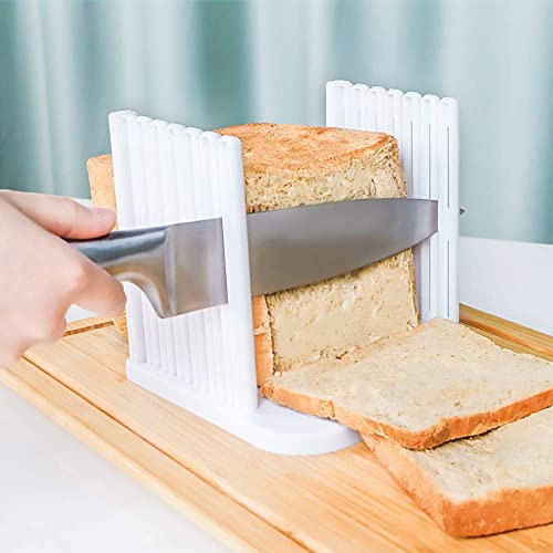 JJYHEHOT Bread Slicer for Homemade Bread, Adjustable Toast Slicing Guide, Slices Evenly Loaf Cutting Guide, Foldable Sandwich Bagel Cutter Machine