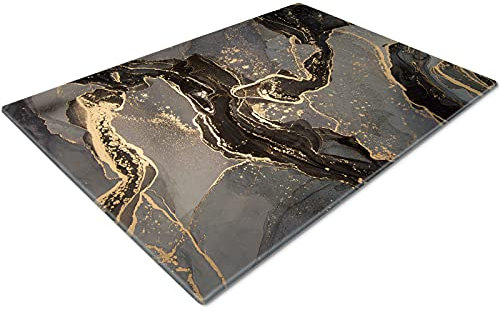Glass Worktop Savers | Worktop Protectors Heat Resistant | Catering Chopping Boards | Chopping Boards Glass | Over The Sink Chopping Board | Large | Black Grey Gold