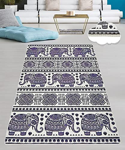 BOHORIA® Premium Boho-Teppich - Waschbarer Indoor & Outdoor Teppich für Wohnzimmer, Esszimmer, Küche und Terasse (Elephant, 80 x 150 cm)