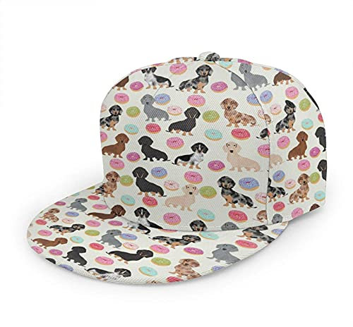 Oaieltj Unisex Baseball Cap Herren Damen Einstellbare Snapback Trucker Hat Mode Hip-Hop Baseball Cap, Dackel Weener Hund Donuts Cutest Doxie, One size