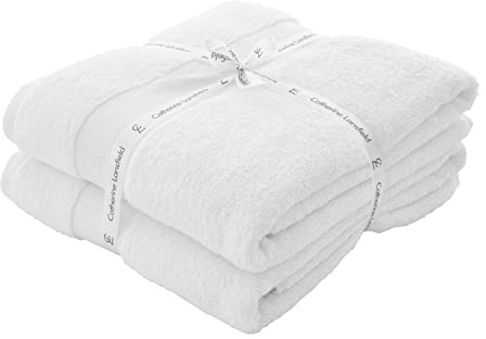 Catherine Lansfield, White, Bath Sheet Pair