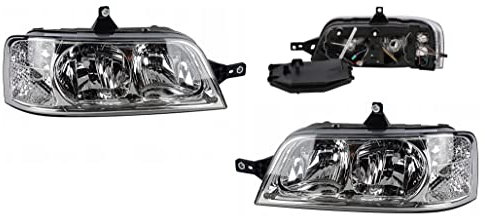 Set 2 Faro Fanale Proiettore Anteriore Sinistro e Destro Per Ducato Jumper Boxer 244 da 2002 a 2006 H7 H1 Cromato Predisposto Regolazione Elettrica Gruppo Ottico Luce Fanalino