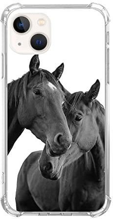 Horse Lovers Phone Case for iPhone 13, Cool Black Horse Animals Case Compatible with iPhone 13 for Girls Boys Women Men, Unique Trendy TPU Bumper Cover Case