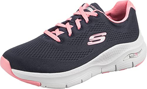 Skechers Women's Arch Fit Big Appeal Sneaker, Navy Mesh/Coral Trim, 7 UK