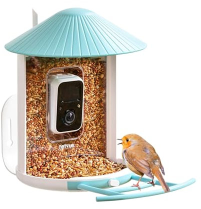 NETVUE Smart Feeder with Camera, AI Auto Capture Each Come & Identify 6000+ Species, Cloud Store Videos & On Live, (Blue)