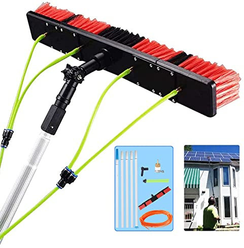 HFMY GWAWG 3-12m Wasserführende Teleskopstange, Glasdach Reinigungsset, Ausziehbarer Reiniger Wintergartendach, Reinigung von Photovoltaik- und Sonnenkollektoren, 5m Stange, 50cm Bürste
