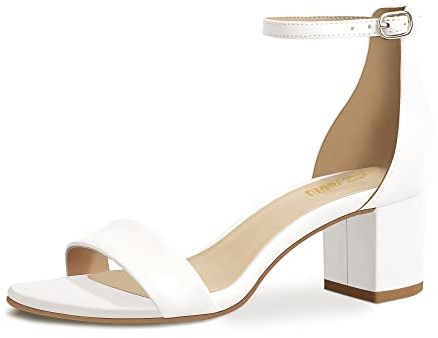 PIZZ ANNU Women's Low Block Chunky Heels Sandals Comfortable Open Toe Ankle Strap Party Dress Pump Shoes Strappy Buckle Heeled Sandal with 2 Inches Tall Thick Heel Design