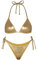 Ensembles De Bikini Métalliques Femme – Micro Bikini Sexy Maillot De Bain Thong Bottom Shiny Transparent Rembourré Coordonné Col Licou Taille Haute Deux Pièces(Gold,XL,1026w)