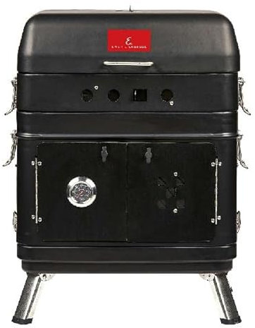 Emeril Lagasse Southern Cooker, Tragbarer Outdoor-Holzkohlegrill & Fleischräucher-Kombination, Slow Cook, Ofen Backen, für Hinterhof, Terrasse, Grill & Heckklappe, Schwarz
