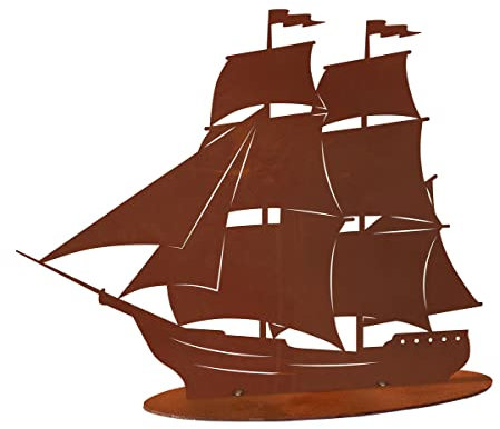 Dekofigur Segelschiff H:30 cm im Rost Design - Rostfigur Schiff, Maritime Gartendeko Segelboot, Metalldeko