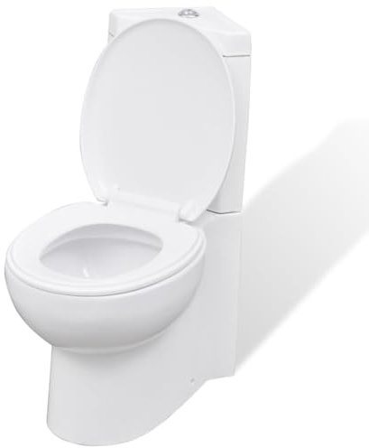 JUNZAI Inodoro WC de cerámica de Esquina Blanco, Inodoro Completo, Baños Completos, Toilet