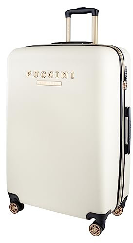 PUCCINI Koffer Reisekoffer Kabinenkoffer Hartschalen Trolly Los Angeles TSA Schloss (Weiß (0), Groß)