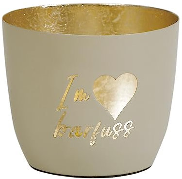 Seaside No.64 - Maritime Windlichter Baltic aus Metall mit ausgestanzten Motiven - Verschiedene Farbkombinationen für Teelichter & Stumpenkerzen in Haus und Garten (Barfuß - Sand, Gold)
