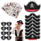 Piraten Kindergeburtstag Set 8 pcs Piratenhut Kinder 8 pcs Augenklappe Pirat Filz Augenmaske 10 pcs Piraten Tattoos Schädel Piraten Hut Accessoires für Geburtstag Halloween Maskerade Piratenparty