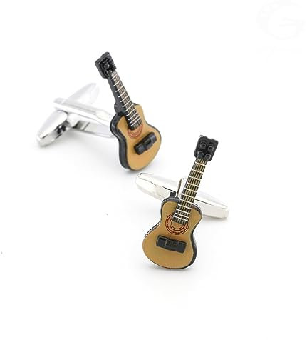 YAHOYA Herren Vintage Gitarre Manschettenknöpfe Qualität Kupfer Material Kaffee Farbe Musik Design Manschettenknöpfe