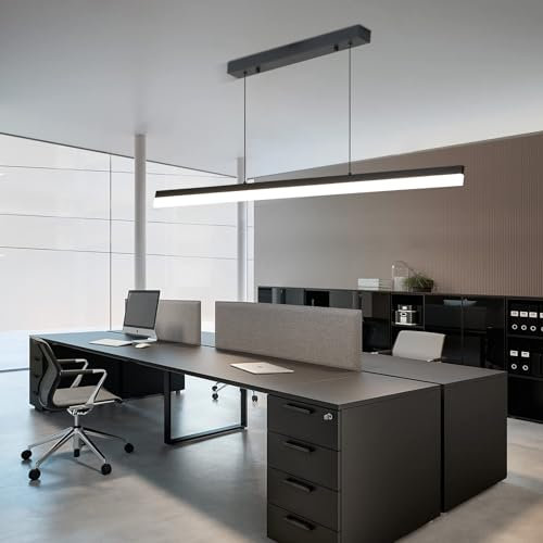 Mikeru 100cm Dimmbare Moderne LED Pendelleuchte, Kücheninsel Leuchten mit 3000k/4500k/6500k 3 Farben Lichter 10% -100% Helligkeit Einstellbar mit Fernbedienung für Esszimmer, Büro
