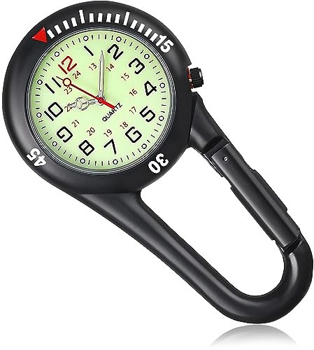 uinnossvc Montre Gousset Mousqueton Mixte Adulte, Extérieur/Travail Numérique, Quartz Brille dans le Noir, Haute Précision, Rectangulaire, Alliage, Fermeture à pression, 40 mm, Non Résistant à L'eau
