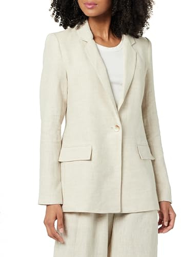 The Drop Women's Blake Long Blazer, Natural Linen, XXL, Plus Size