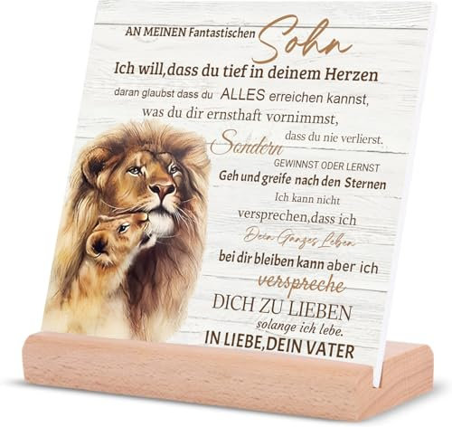 Bester Sohn Geschenk,Handgemacht Acryl-Plakette Geschenke für Sohn zum Geburtstag,Sohn Geschenke von Papa,Aclyschild Geschenke für Sohn Weihnachten Geburtstagsgeschenk