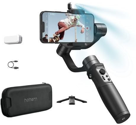 hohem iSteady Mobile Plus Kit Smartphone Gimbal Stabilisator,3-Achsen Handy Gimbal mit Licht,360° unendliche Rotation,Maximale Nutzlast 280g,Android und Phone Gimbal,YouTube TikTok Video Stabilisator