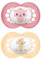 MAM Original Beruhigungssauger 6+ Monate (2er-Set) MAM Schnuller 6-16 Monate mit kiefergerechtem Silikon Sauger 2er Set mit praktischem Sterilisator-Schnullerhalter, Pink/Orange