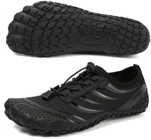ziitop Barfußschuhe Herren Wasserschuhe Damen Barfußschuhe Damen Wasserschuhe Herren Aquaschuhe Strandschuhe Schnell Trocknen Surfschuhe Schwimmschuhe für Beach Pool Surfen Yoga(Schwarz 45EU)