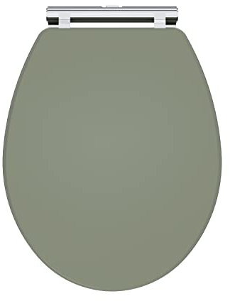 Balterley Wooden Oval Shape Toilet Seat Soft Close, Top Fix Soft Close Toilet Seat, Oval Seats for Toilets with Adjustable Hinges & Quick Release for Easy Cleaning - 451x350mm (Satin Green)