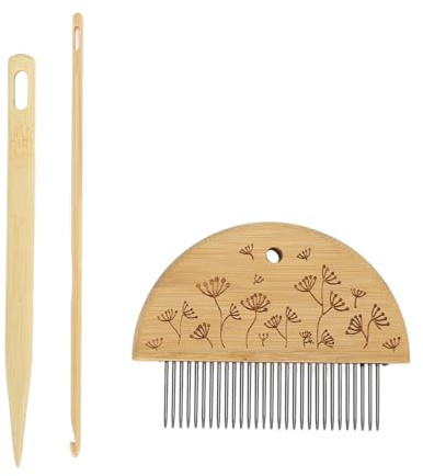Webstuhl Kamm mit Großem Öhr, 4 Mm Häkelnadel, Häkelnadel, Professionelles Holz Webstuhl Kamm Nadel Set für die Herstellung von DIY Bastelwerkzeugen (Typ 1)
