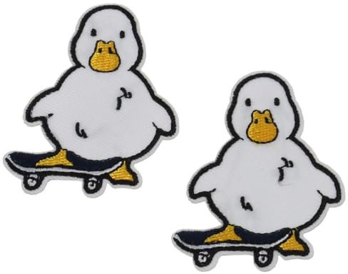 YYlingx 2 Pegatinas para Ropa con Plancha, Parches Bordados de Pato en Monopatín para Bricolaje y Reparación de Jeans, Camisetas
