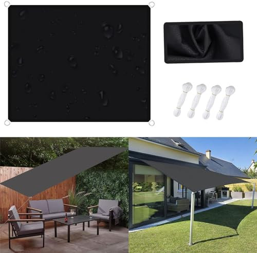 Voile D'ombrage Toile d'ombrage 1.2 x 2.2 m Rayons UV Résistante Voile d'ombrage Voile d ombrage avec Oeillets pour Terrasse Jardin Extérieur Patio Piscine Jardin, Noir