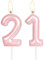 Hot Pink Happy 21st Birthday Candle,Pink Number 21 Birthday Cake Candle Decorations,Cupcake Candles Cake Toppers for Girls Women,Wedding Anniversary