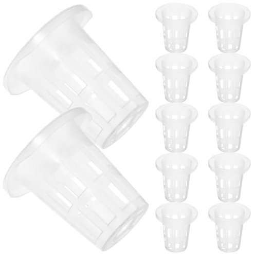 VANZACK Kunststoff-Netztöpfe 25 Stück Garten-Netzbecher Pflanzkorb-Becher-Set Mit Breitem Rand Und Geschlitztem Netz Für Hydrokultur-Aquaponik-Orchideen 7 X 5 X 5 cm