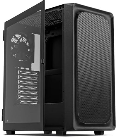 DARKROCK EC2 Black ATX Mid Tower PC Case, Type-C Ready, Supports 40 Graphics Cards, Tempered Glass Side Panel, up to 8 x 120mm Cooling Fans & 1 x 360mm Radiator, 1 x Pre-Installed Fan