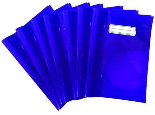 ICE TOYS 7 einfarbige Hefthüllen mit Platz zum Beschriften des Namens Klasse (Blau, A4)