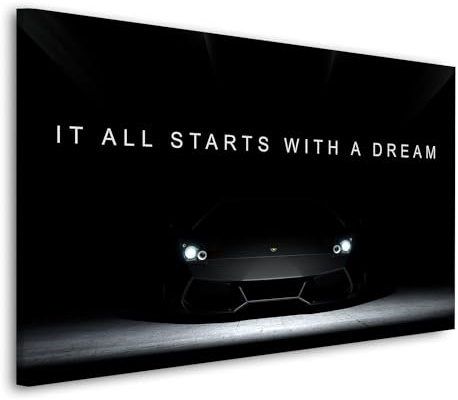 Kunstwelten24 Wandbild Leinwandbild Auto Sportwagen Motivation Größe 120x80x4cm