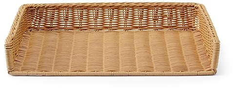 HENDI Brotkorb-Display, zum Ausstellen von Brot, für Bäckereien und Buffets, mit Edelstahlrahmen verstärkt, spülmaschinenfest, Brotmulde, Brötchenkorb, 595x295x(H)105mm, Polyrattan