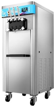 CVS Triple Head Commercial Ice Cream Machine 2400W – Stainless Steel Soft Serve Ice Cream Maker Machine with 2 x5.5 L Hopper & 2x1.6L Freezing Tank, 25L/H Output, LED Screen